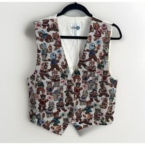 VTG Paul Harris Design Bear Vest L Football Cheerleaders Novelty Grannycore
